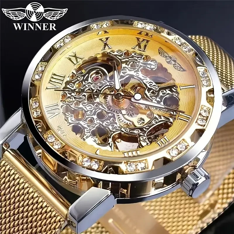 Stylish Men's Mechanical Watch with Skeleton Design