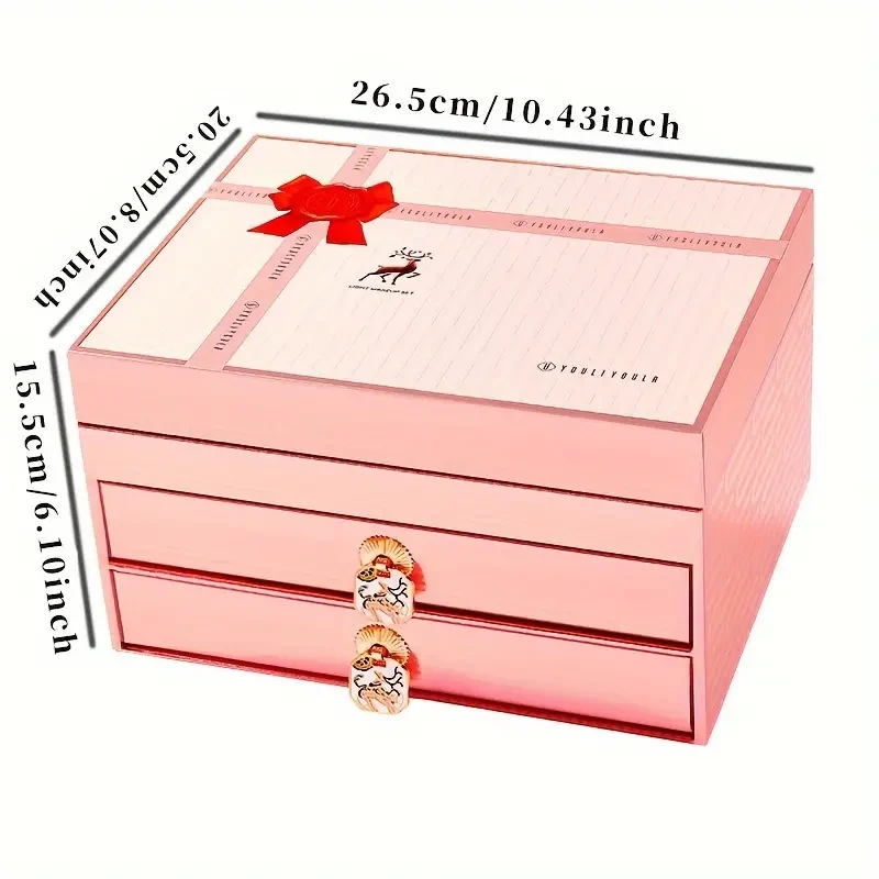 20pcs True Love Deer Gift Set: Nude Orange Lipstick, Ivory BB Cream & Concealer, 9-Color Eyeshadow Palette, Liquid Eyeliner Pen, Dual-Ended Brow Pencil, Mascara, Makeup Brushes (4), Prep Serum, Hand & Lip Balm, Sleep Mask with HD Mirror, Heart Greeting Ca