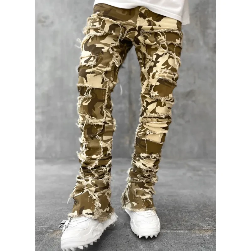 Men's Patched Stacked Jeans