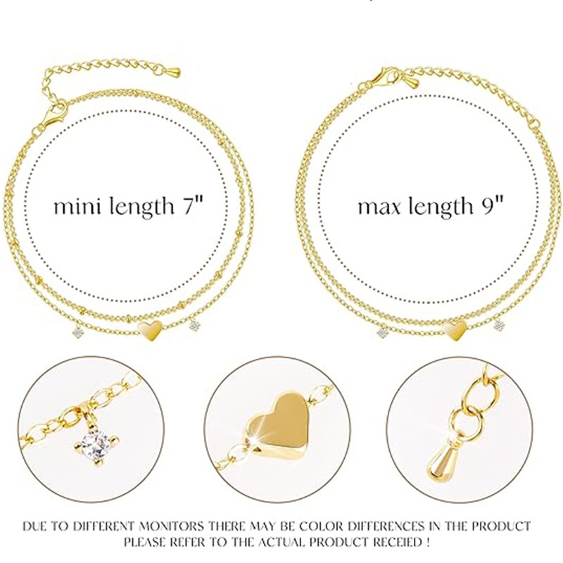 Dainty 14k Gold Plated Love Heart Bracelet