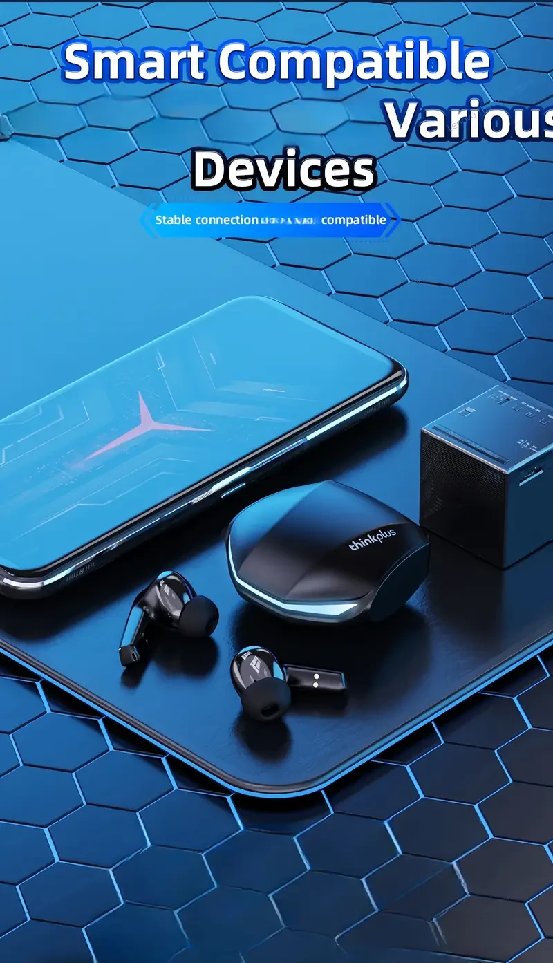 Lenovo Thinkplus GM2 Pro Wireless Earbuds with Intelligent Noise Cancelling - High-Fidelity Sound, Rechargeable Battery, Earbuds Wireless