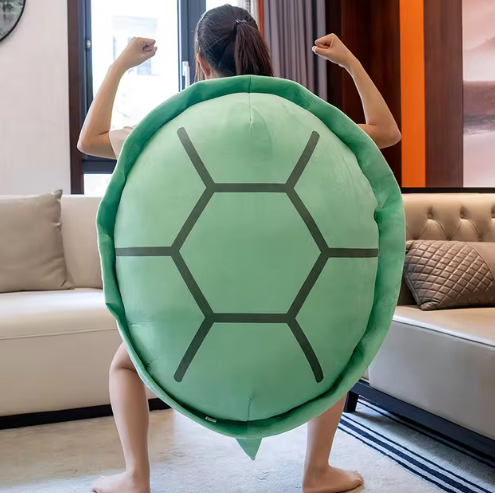 Wearable Turtle Shell Plush Pillows Stuffed Soft Tortoise Turtle Shell Stuffed Animal Costume Plush Dress Up Cushion Funny Toy