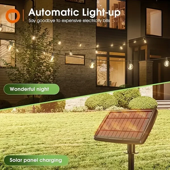 Solar String Lights Outdoor With Remote, G40 Globe Solar Patio Lights