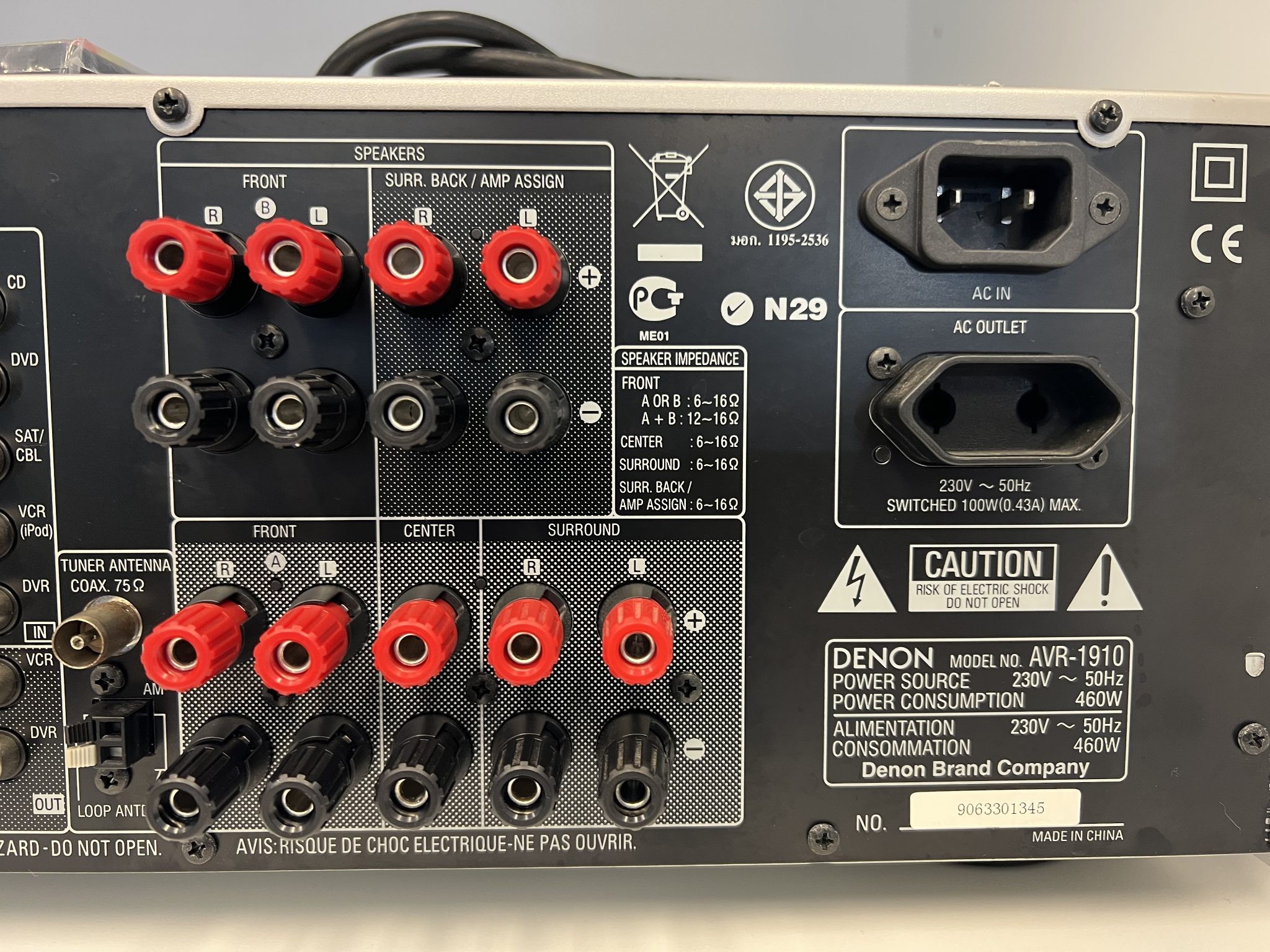 Denon AVR-1910 Audio Video Surround Receiver (2009-10)