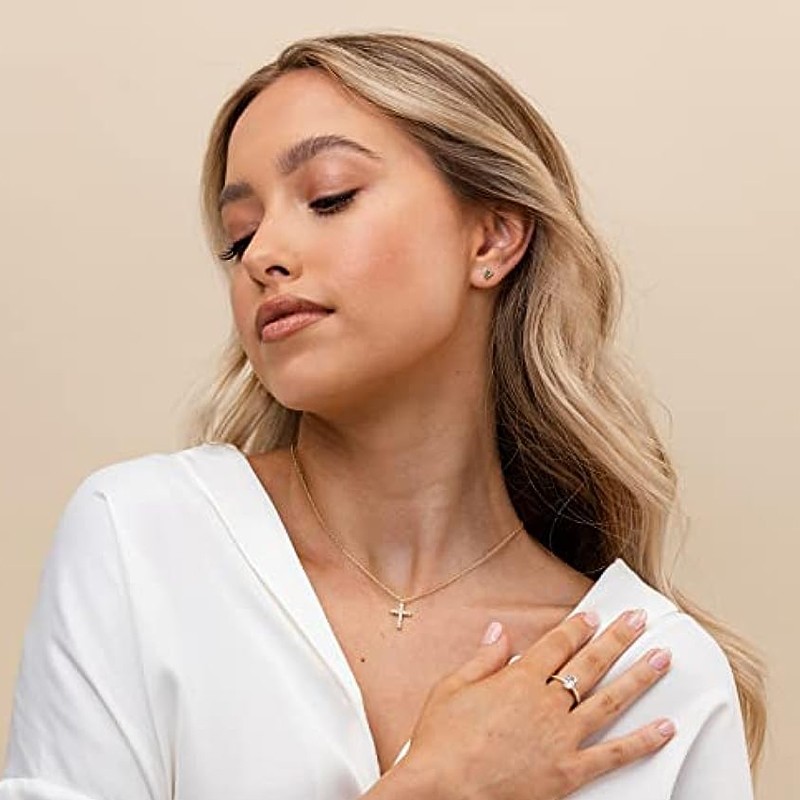 14K Gold Plated Cross Necklace for Women