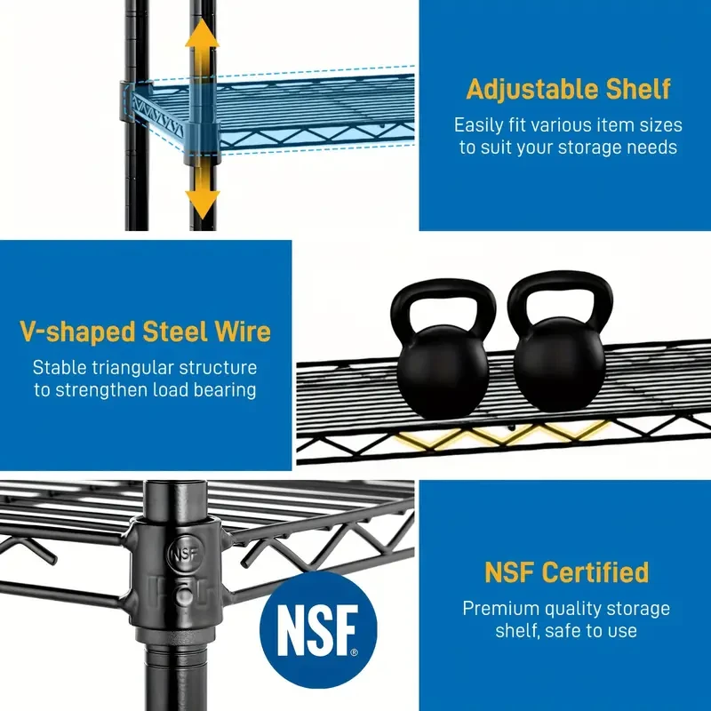 4-Tier Rust-Resistant Plastic Coated Iron Storage Shelf - Sturdy & Space-Saving