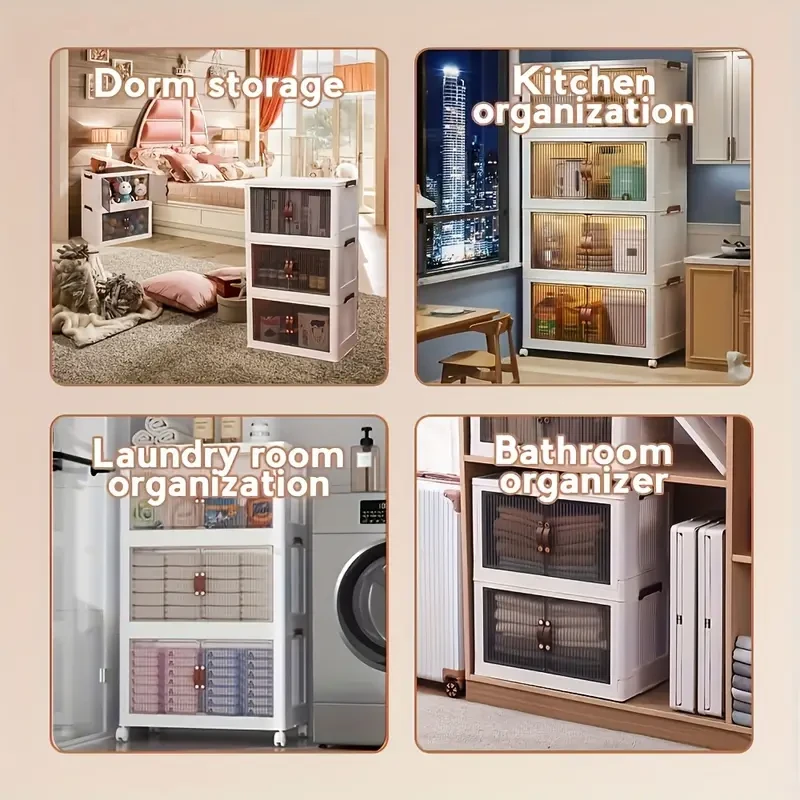 3/4 Layers Big Capacity Folding Storage Box Cabinet - Installation-Free Multi-Layer Plastic Rack