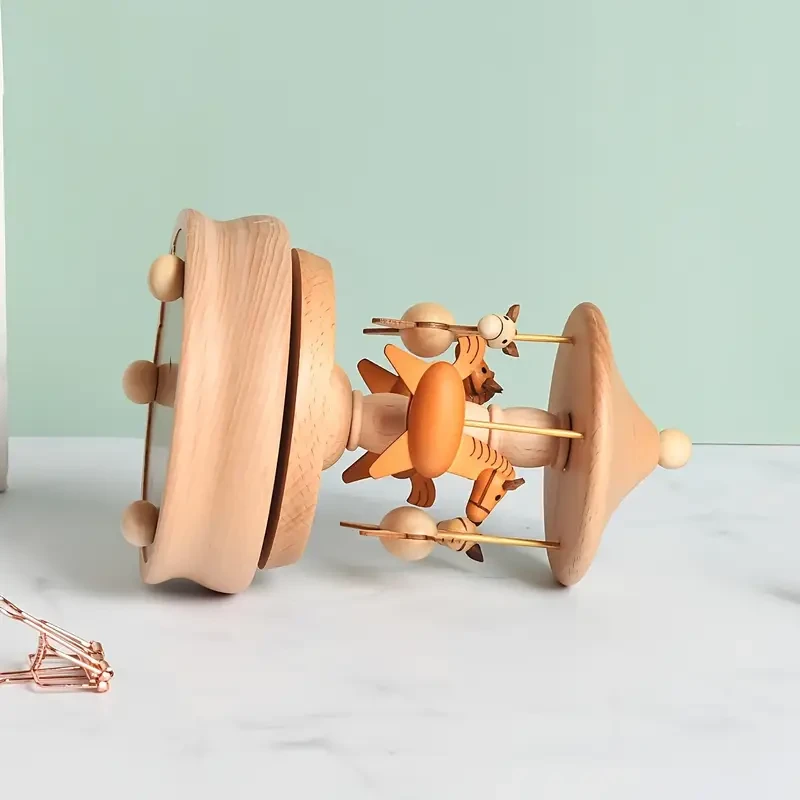 Classic Wooden Carousel Music Box - Handcrafted Musical