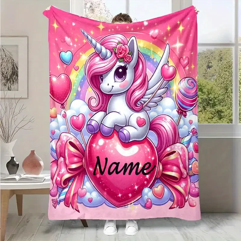 Pink Unicorn Fleece Throw Blanket