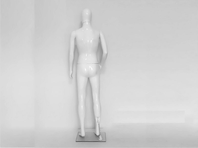 Mannequin - Male Full Body with Head 185cm GLOSSY WHITE METAL BASE