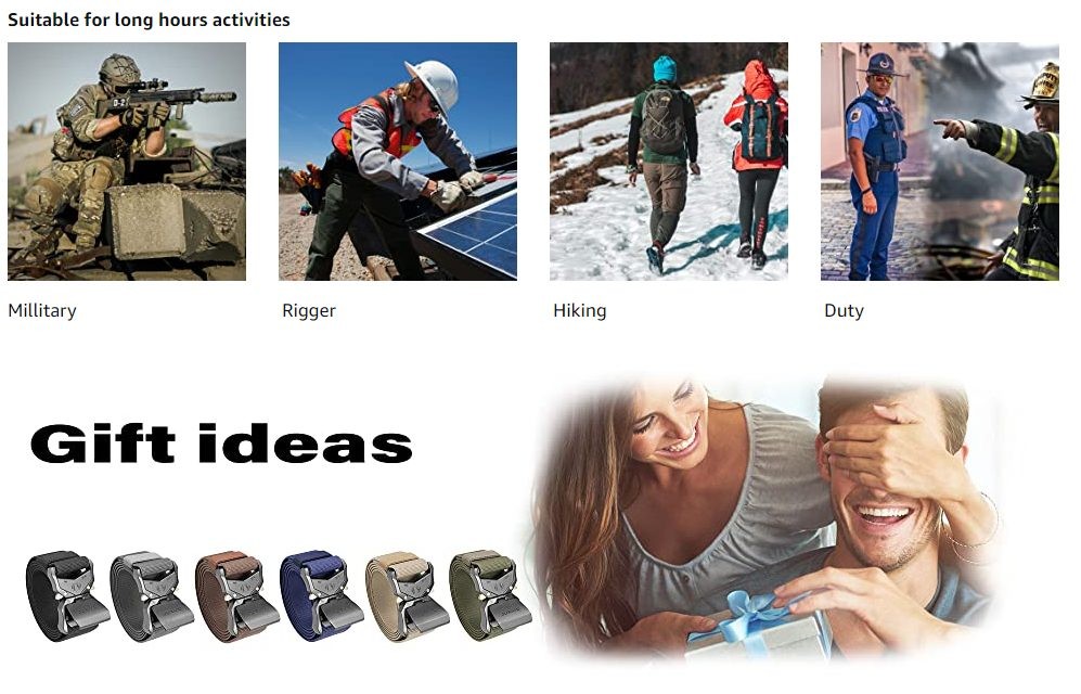 Tactical Belt Military Hiking Nylon Tool Belts Heavy-Duty Quick Release Buckle