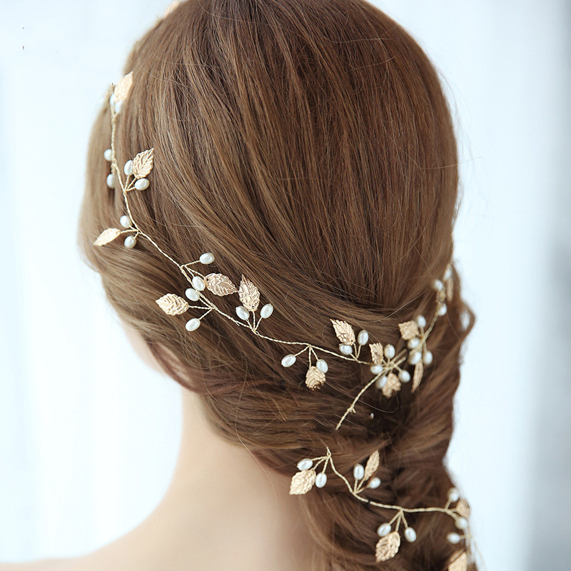 Bridal Headgear Golden Leaves European And American Wedding Headband