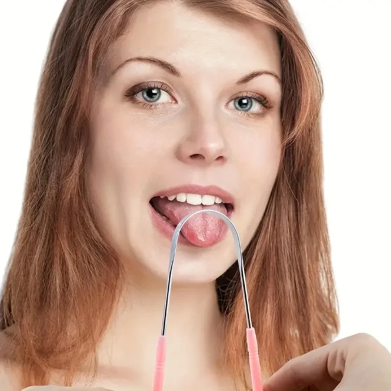 1pcs Stainless Steel Tongue Scraper with Comfort Grip Handle