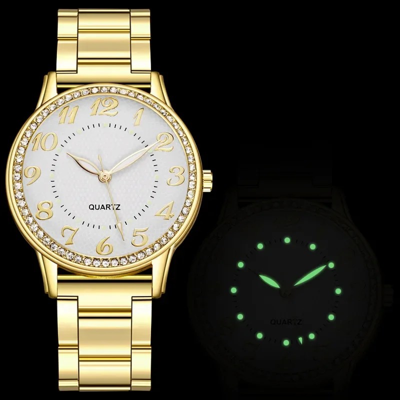 Simple Rhinestone Steel Band Watch