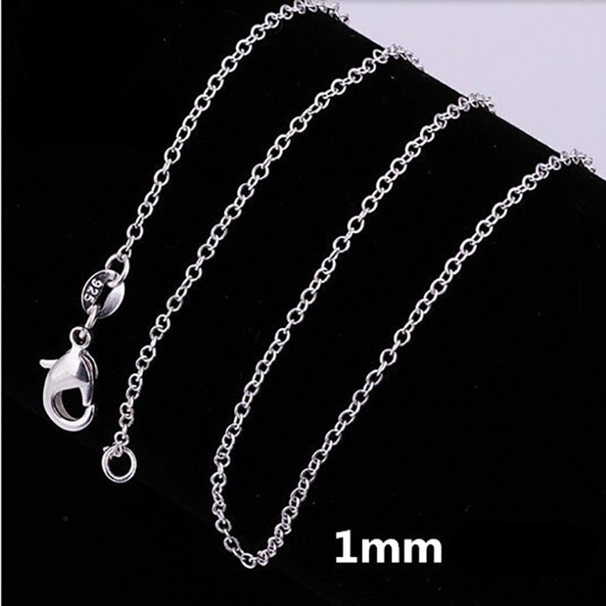 925 Sterling Silver Charms 1MM Circle Chain Necklace