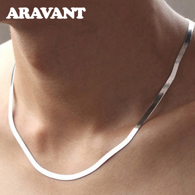 Aravant 925 Silver 4MM Snake Bone Necklace Chain