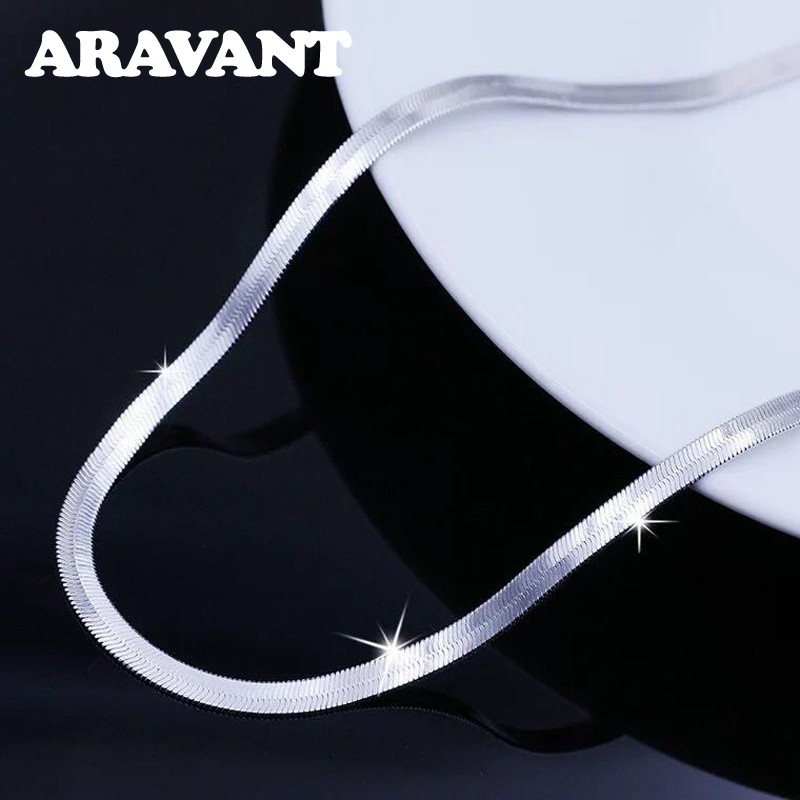 Aravant 925 Silver 4MM Snake Bone Necklace Chain
