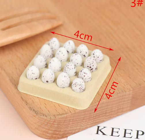 1Set Gift Playing House Miniature Simulation Food Scene Model Mini Egg With Tray Dollhouse Eggs Kitchen Toy Doll Accessories