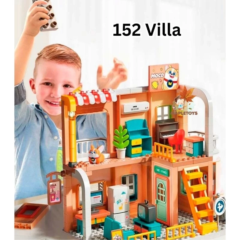 Doll House Building Blocks 152 pcs compatible Duplo Feelo Genius Architect Villa Large house children's toys