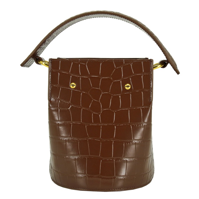 Genuine Leather Cowhide Messenger Bucket Bag Exquisite Hand Bag