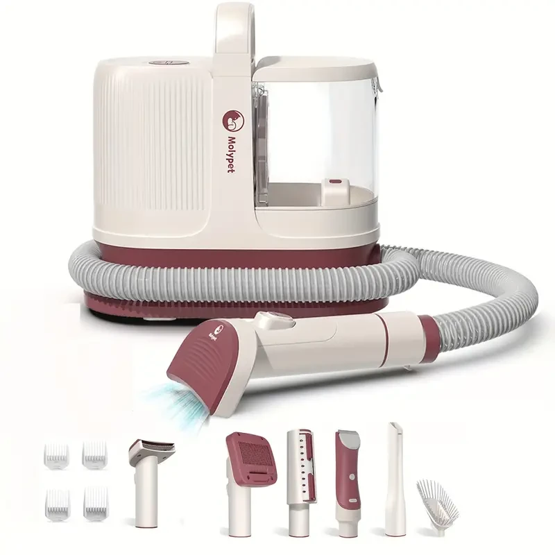 Dog Grooming Kit - 1.3L Pet Grooming Vacuum with Low Noise, 6 Grooming Tools & 4 Combs