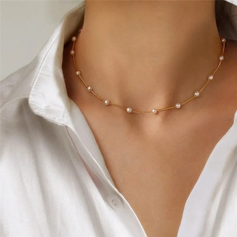 Korean Style Pearl Choker Necklace