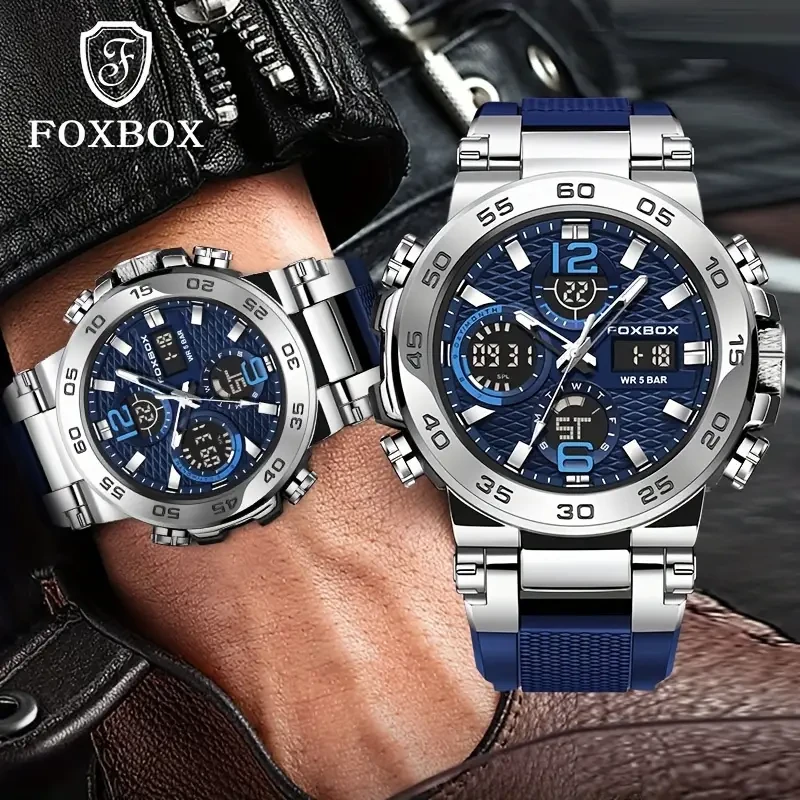 LIGE Men's 50M Waterproof Dual Display Watch - Quartz Military Sports Watch with Alarm Clock