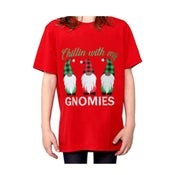 Kids Christmas T Shirt 100% Cotton Tee - Gnomies A (Red)