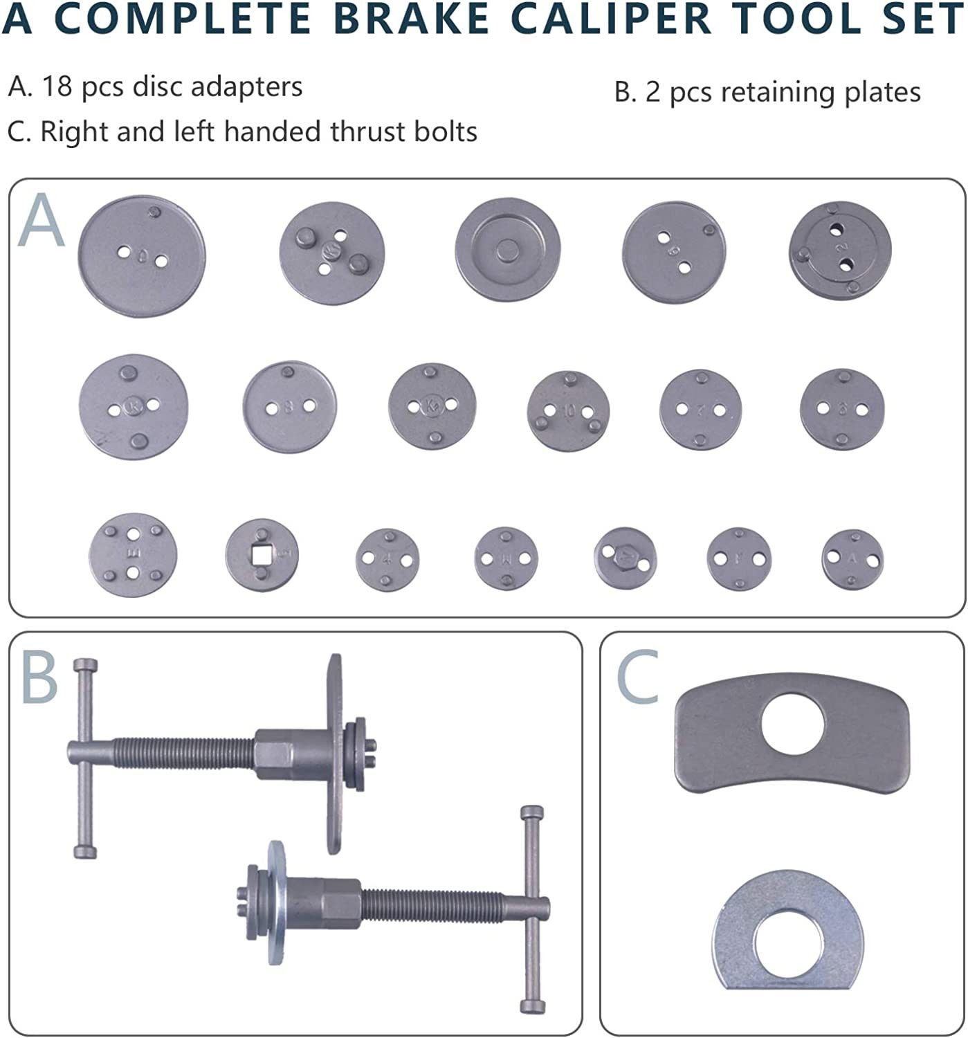 22pc Disc Brake Caliper Piston Rewind Tool Kit Set