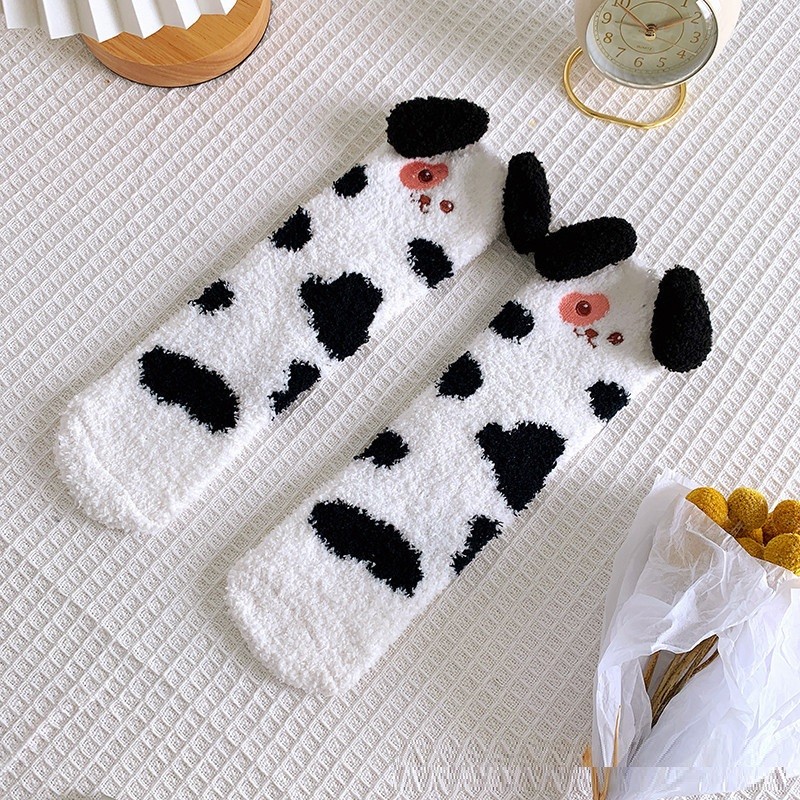 Coral Fleece Thickened Warm Women's Mid-tube Sleeping Socks