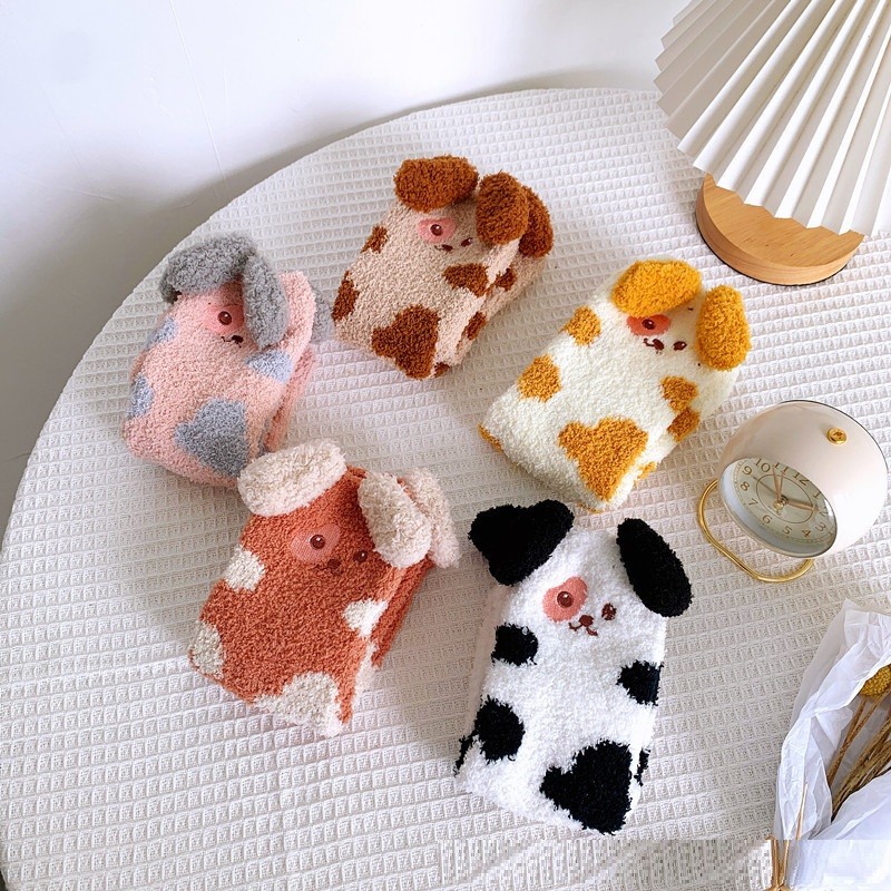 Coral Fleece Thickened Warm Women's Mid-tube Sleeping Socks