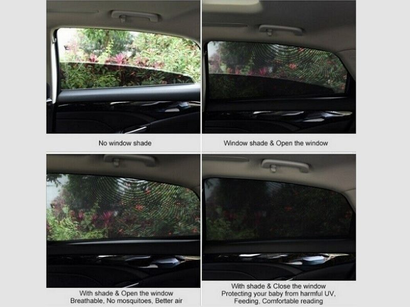 SUV Pickup-Truck Front &amp; Rear Side Window Sun Shade Cover Visor Mesh Shield