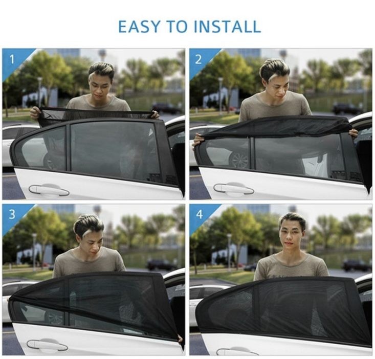 SUV Pickup-Truck Front &amp; Rear Side Window Sun Shade Cover Visor Mesh Shield