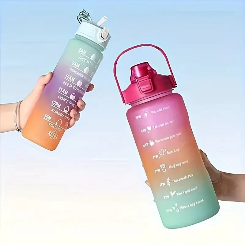 3-Piece Gradient Water Bottle Set - BPA Free, Leakproof & Time Marked