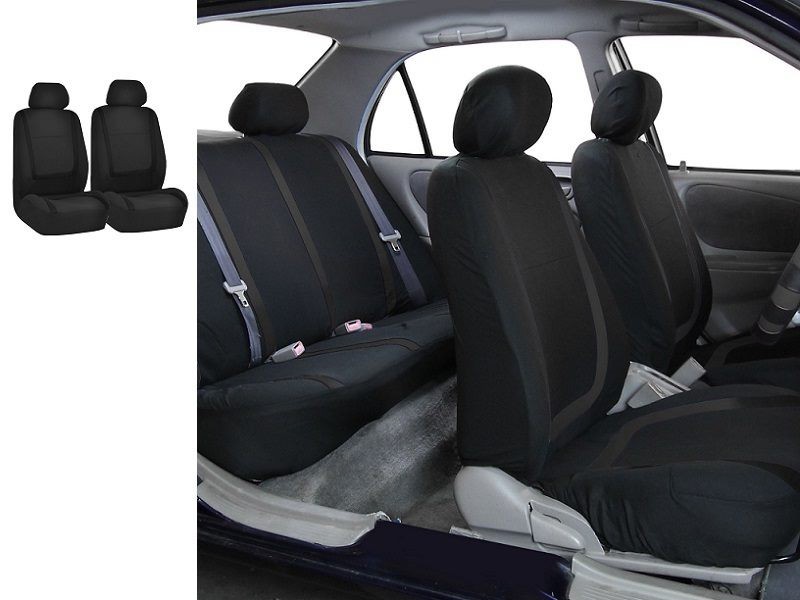 Auto Seat Covers Car Truck SUV Van - Universal Protectors Polyester BLACK