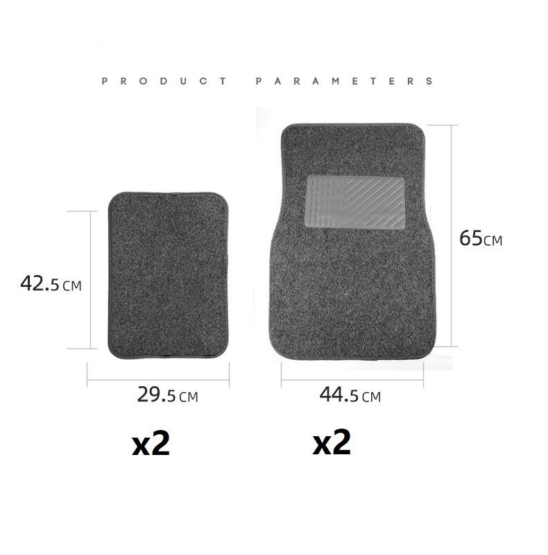 PVC Flocking Car Mats 4Pc Set 2 x Front, 2 x Back