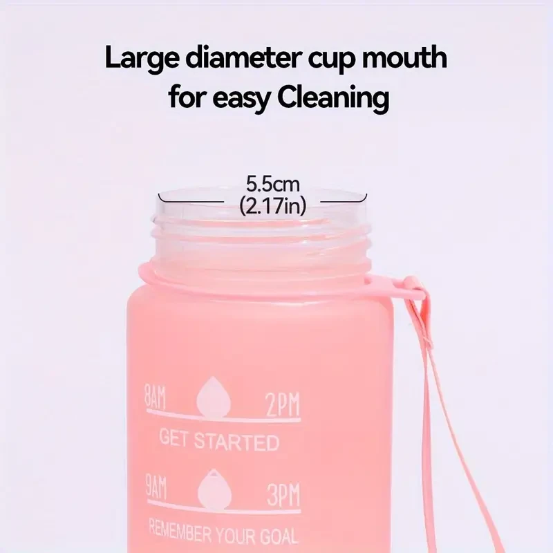 Gradient Color Motivational Water Bottle - Time Marker, Leakproof Design with Fun Stickers