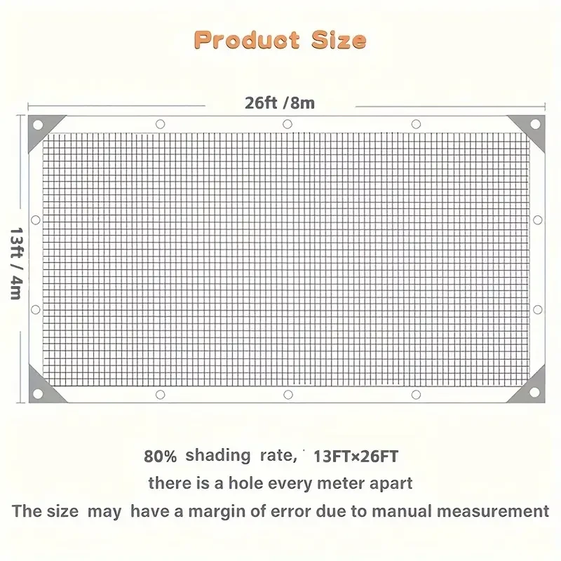 Extra-Large Black Sun Shade Fabric with Grommets - HDPE Mesh for Greenhouses, Patios, Plants & Gazebos