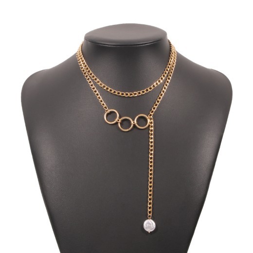 Necklace Alloy Ring Retro Double Layer New Necklace