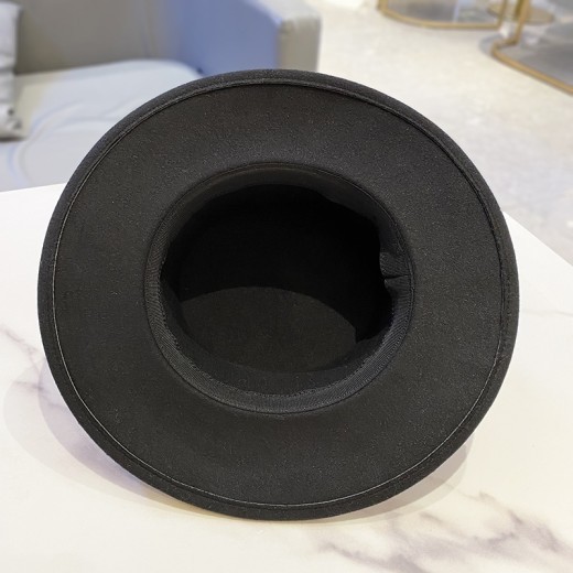 Woolen Hat Women's Flat Pearl Top Hat Bucket Hat