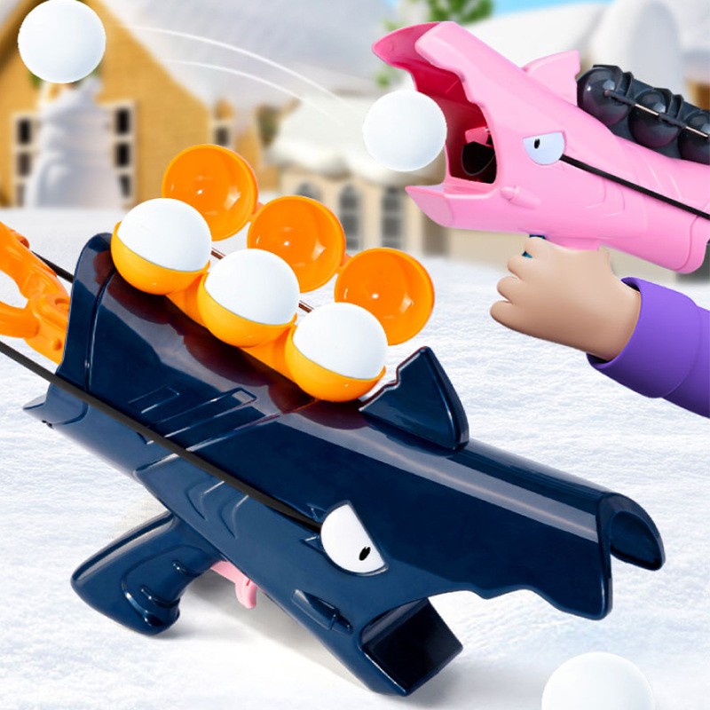 Children's Outdoor Snow Shark Cute Cartoon Snowball Gun Launcher Clip Fight Toy