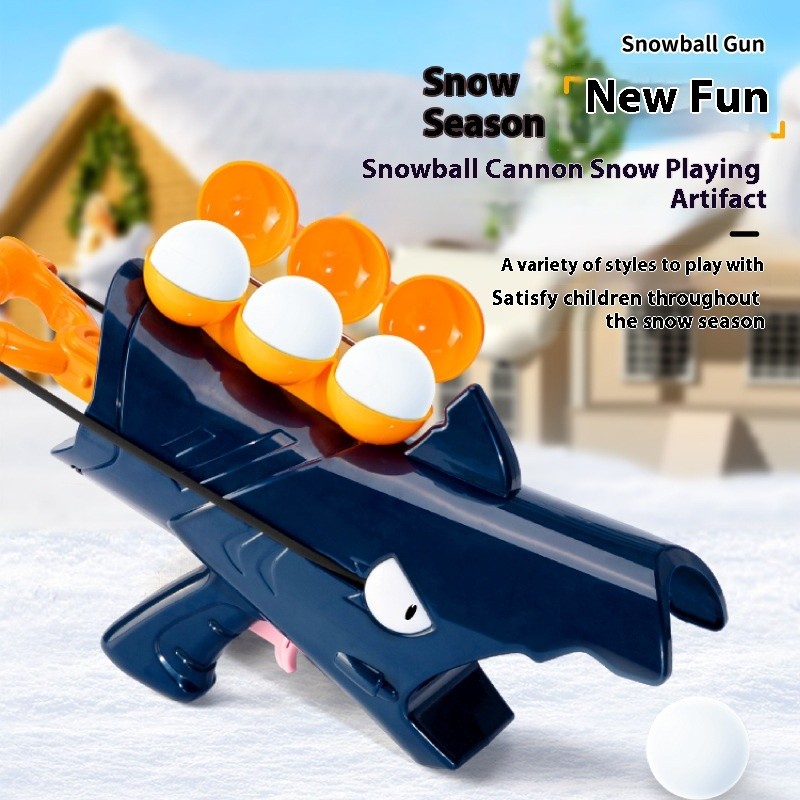 Children's Outdoor Snow Shark Cute Cartoon Snowball Gun Launcher Clip Fight Toy
