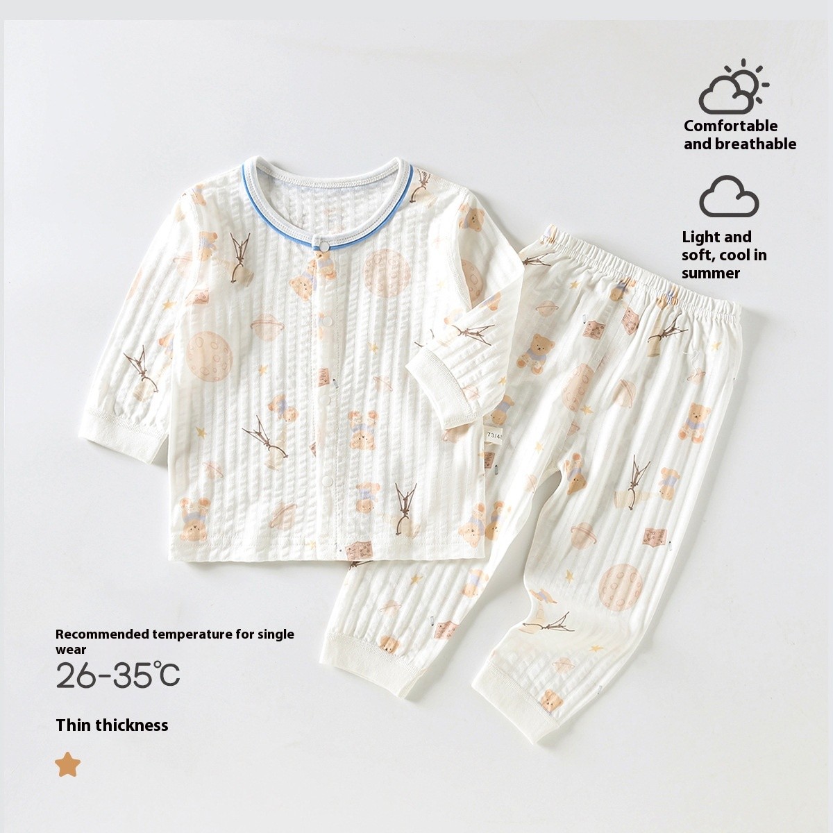 Newborn Months Crawling Thin Short Sleeve Cute Pajamas