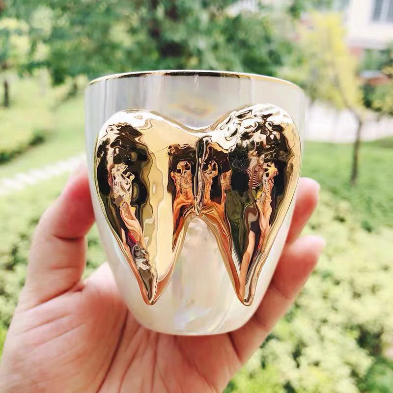 Fairy Cup Golden Angel Wings Ceramic Cup