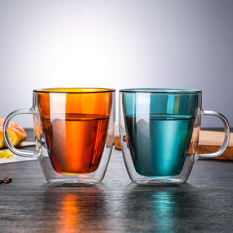 High borosilicate glass double cup coffee cup