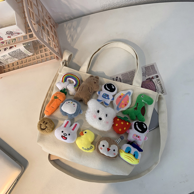 Fashion Girls Cute Ins Students Handheld Shoulder Canvas Crossbody Bag