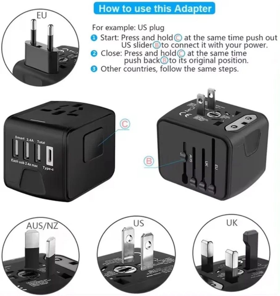 Universal Travel Adapter (NZ Stock & Delivery Overnight)