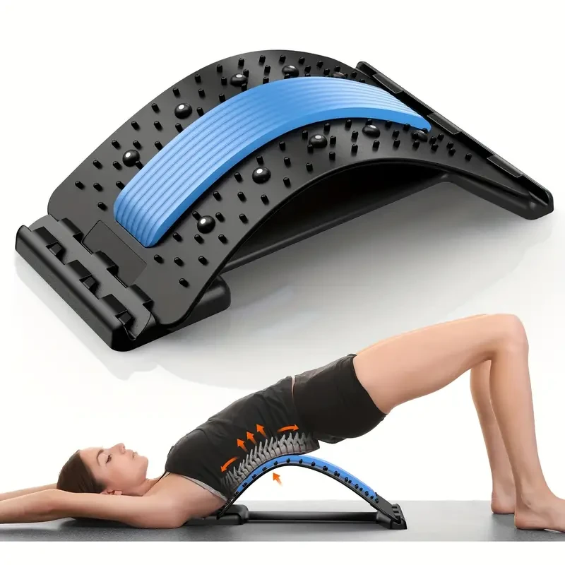 Back Stretcher for Lower Back Pain Relief - 3 Level Adjustable Lumbar Back Cracker Board and Massager