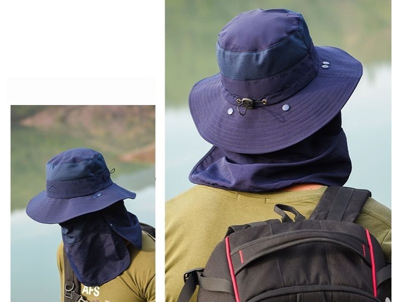 Men Sun Hat Wide Brim Bucket Hats Outdoor Fishing Hiking Cap UV Protection