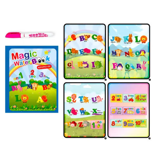 Children Early Education Toys Magical Book with Pen Water Drawing Montessori Toys Gift Reusable Coloring Book Magic Drawing Book